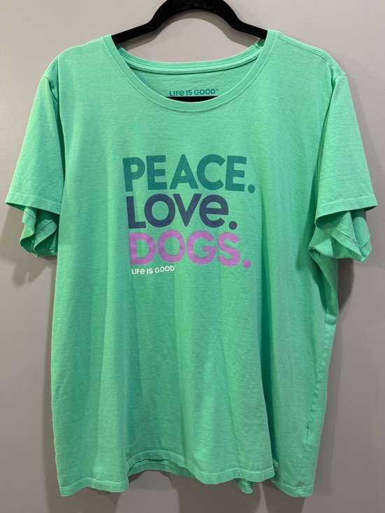 Life Is Good Tops - Life Is Good Peace Love Dogs Crusher Graphic Tee Green Size XXL